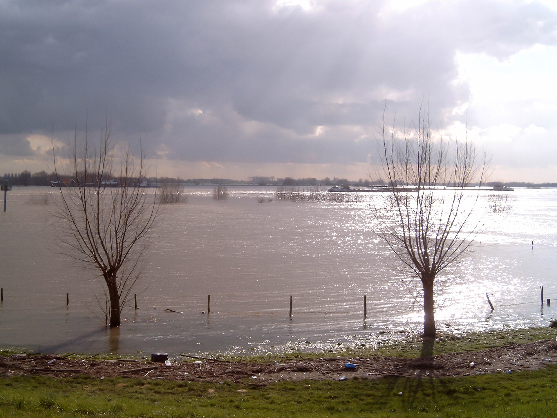 Historisch laag waterpeil op de Waal bij Zaltbommel
