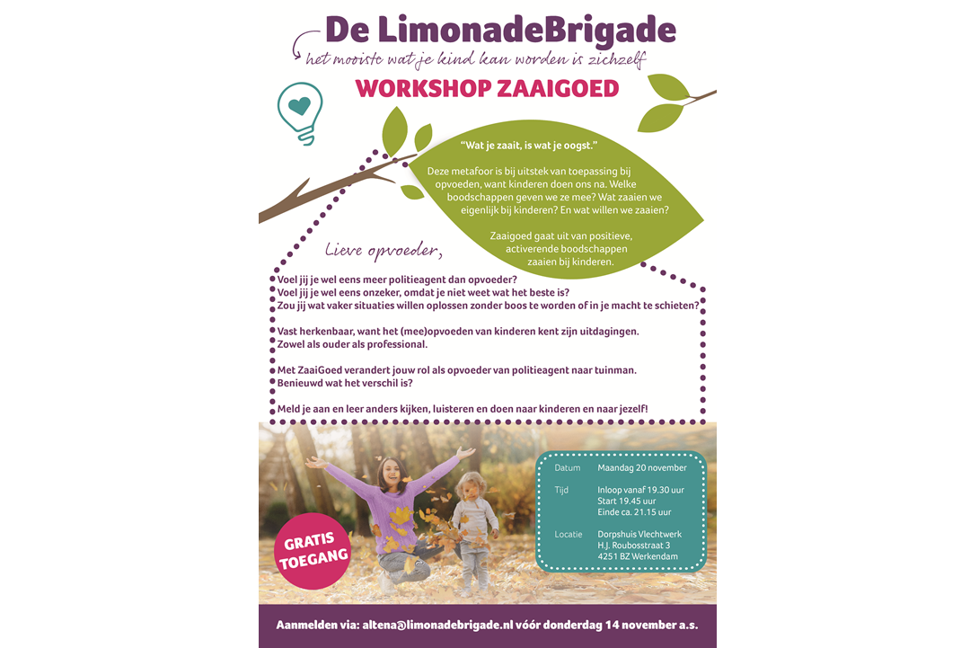 Workshop ZaaiGoed bij De LimonadeBrigade Altena Werkendam