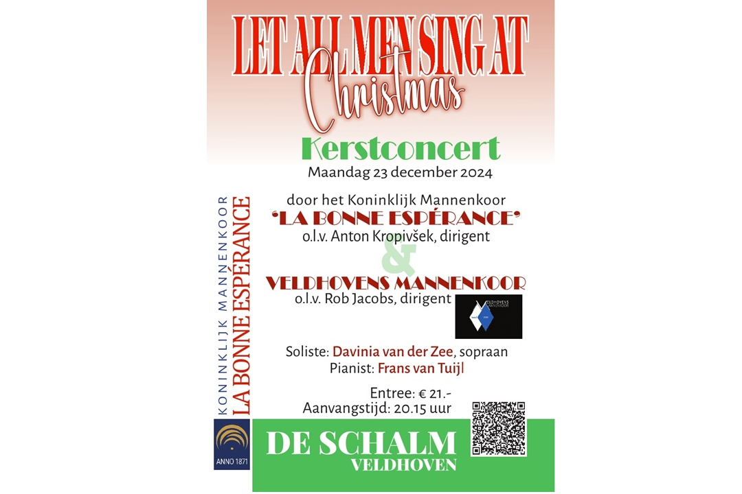 2 Mannenkoren brengen u een prachtig Kerstconcert ten gehore.