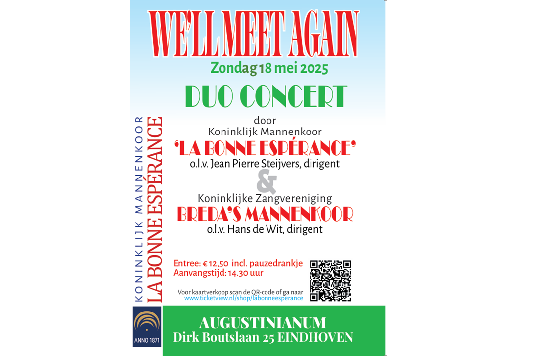 Concert van 2 koninklijke Brabantse mannenkoren op 18 mei a.s.