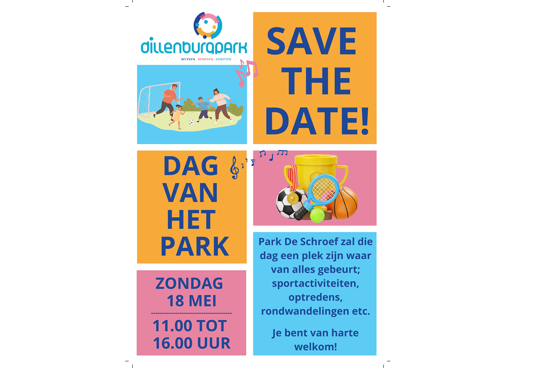 Kom naar de De Dag van het Park in park De Schroef op 18 mei aanstaande!
