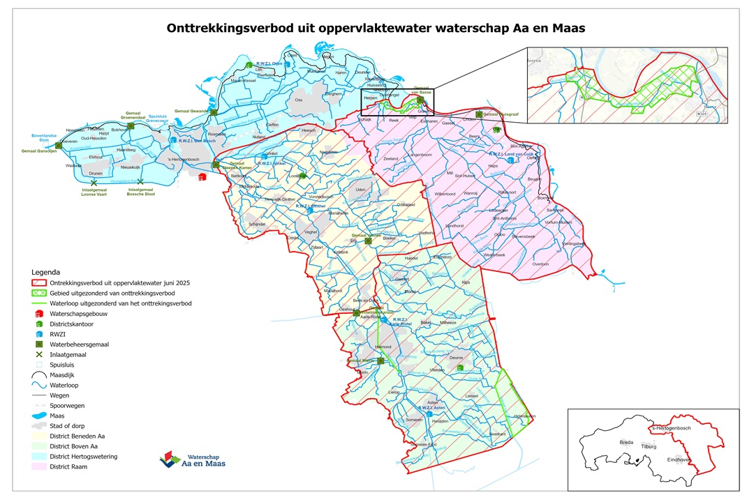 Onttrekkingsverbod voor water uit sloten en beken in Oost-Brabant