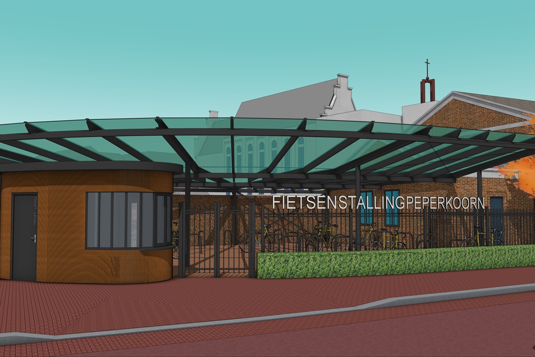 start bouw van nieuwe fietsenstalling aan de Koornstraat