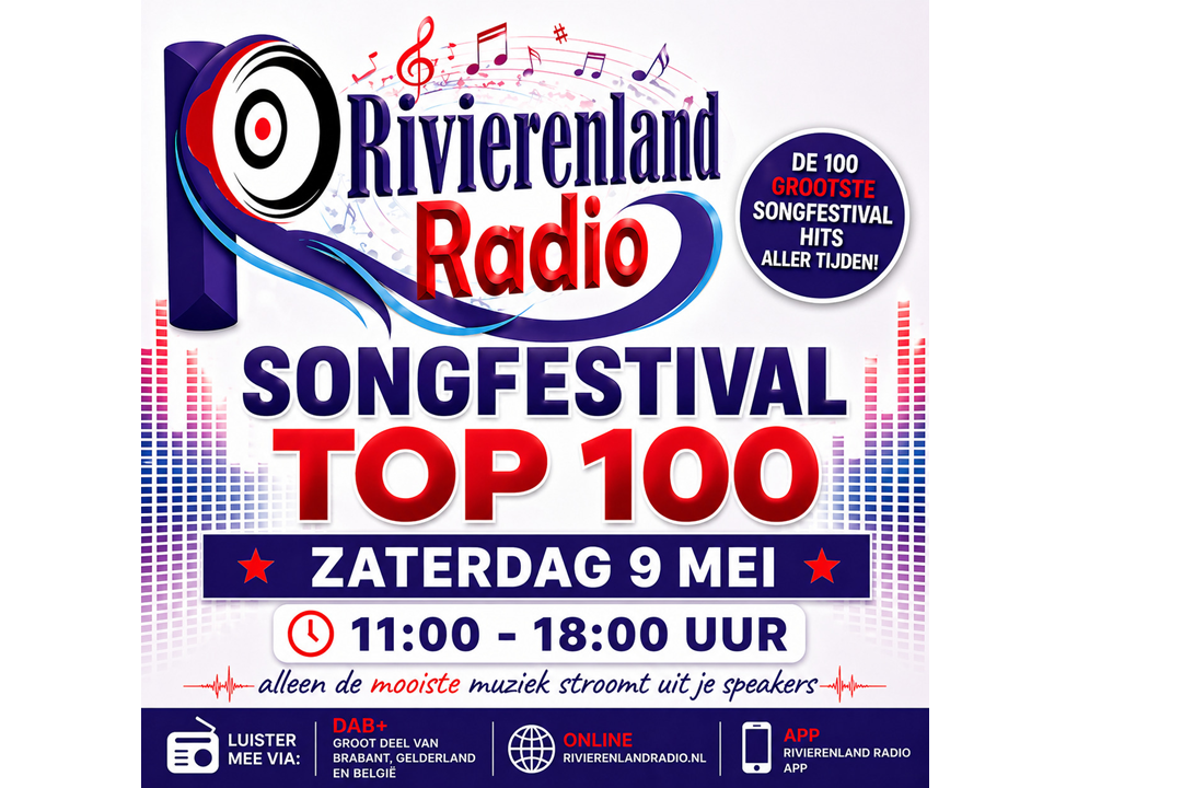 Songfestival Top 100 Rivierenland Radio 9 mei